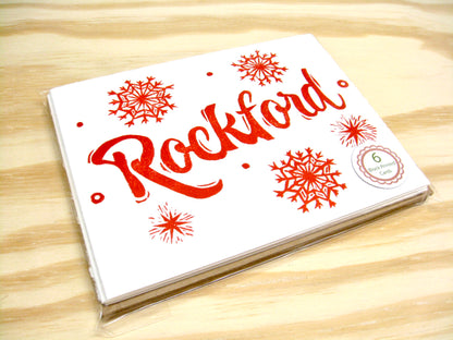 Starburst Red Rockford 6-pack cards - woodblock printed