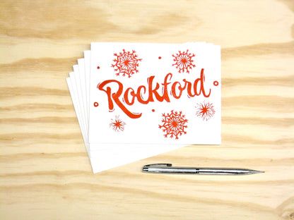 Starburst Red Rockford 6-pack cards - woodblock printed