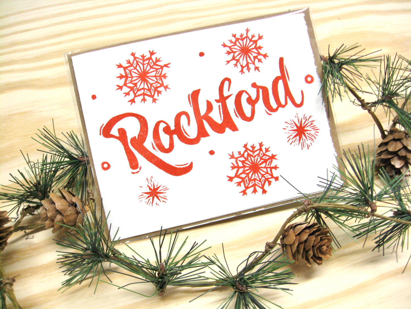 Starburst Red Rockford single card - woodblock printed