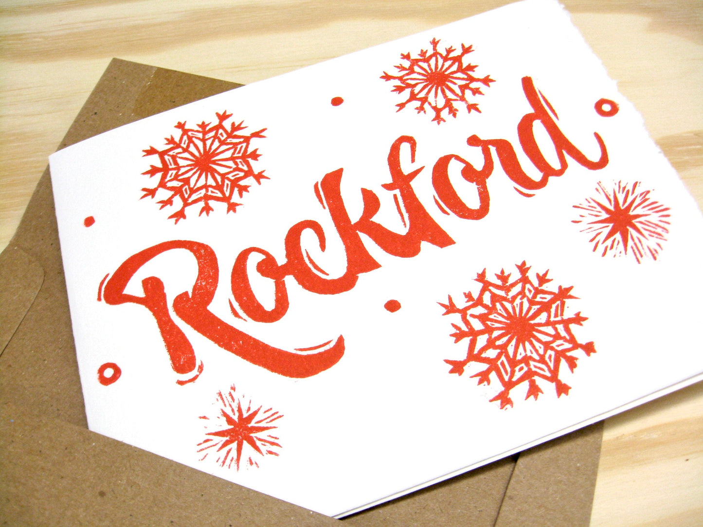 Starburst Red Rockford single card - woodblock printed