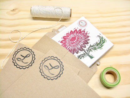 Magenta Flower 6-pack cards - woodblock printed