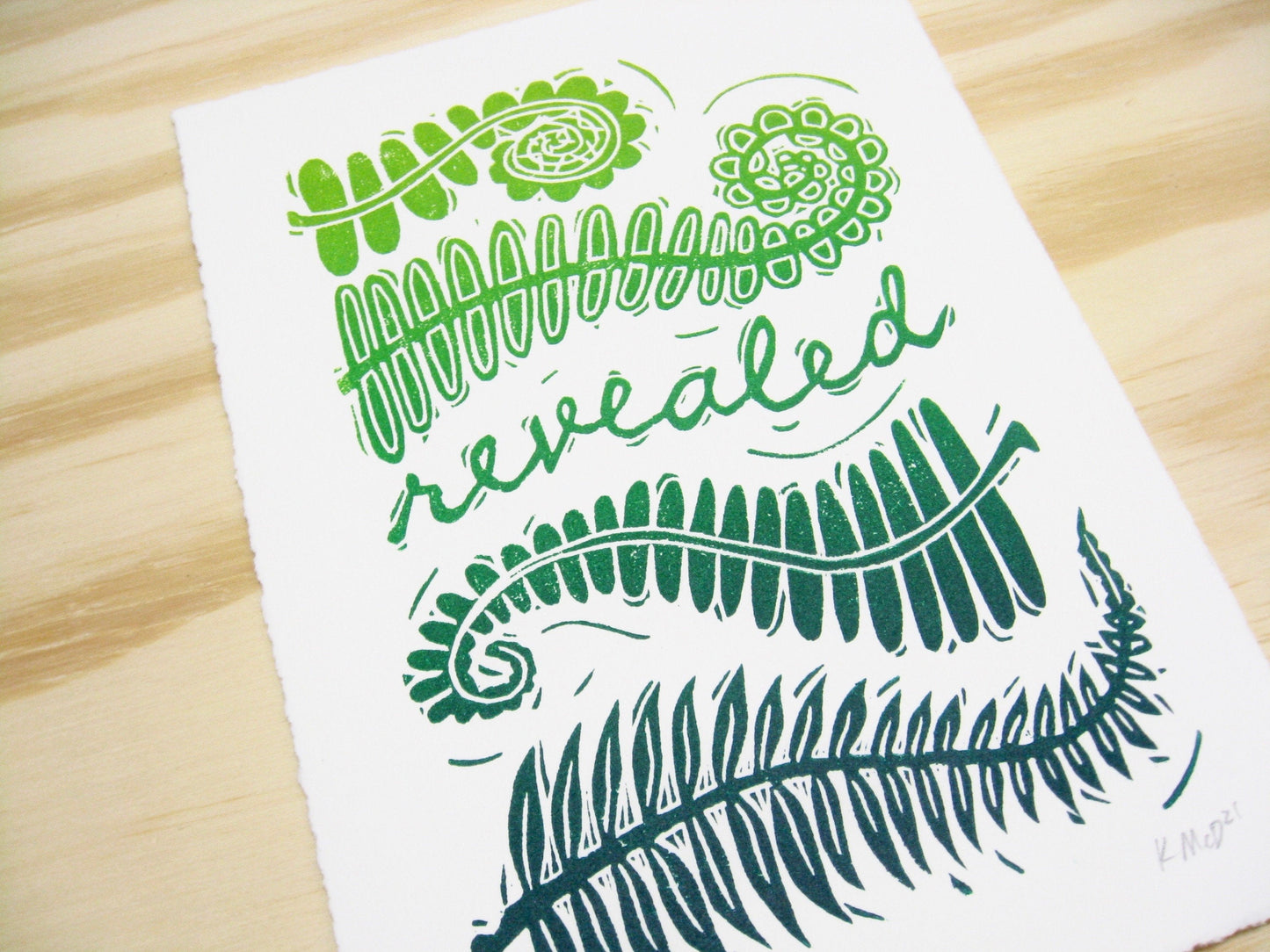 Revealed Ferns - woodblock print (5x7")