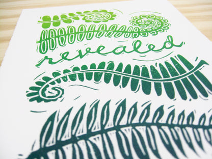 Revealed Ferns - woodblock print (5x7")