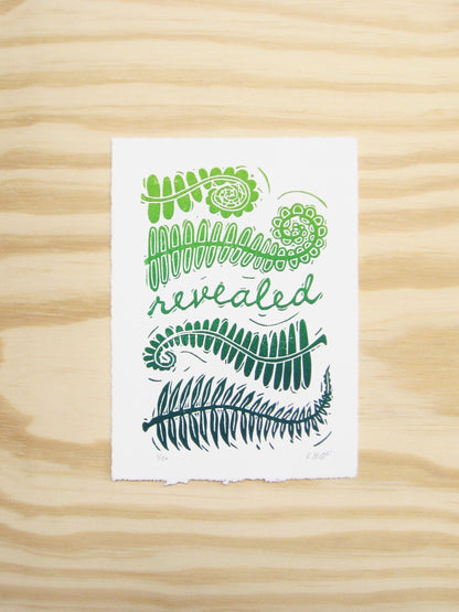 Revealed Ferns - woodblock print (5x7")