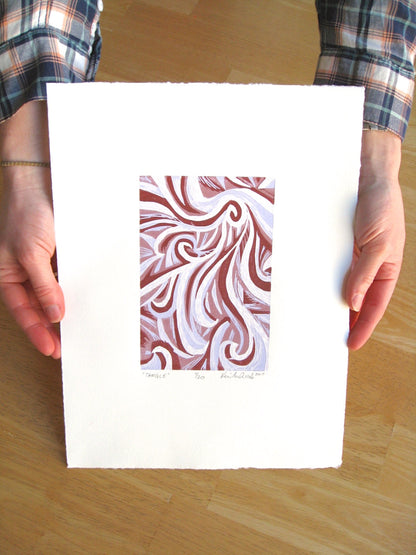 Tangle - reduction woodblock print (9x12”)