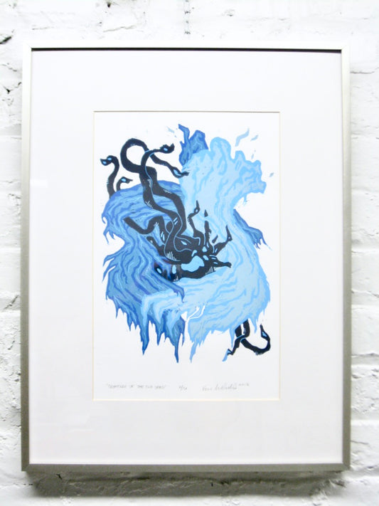 Creature of the Two Seas FRAMED - woodblock print (16x20")