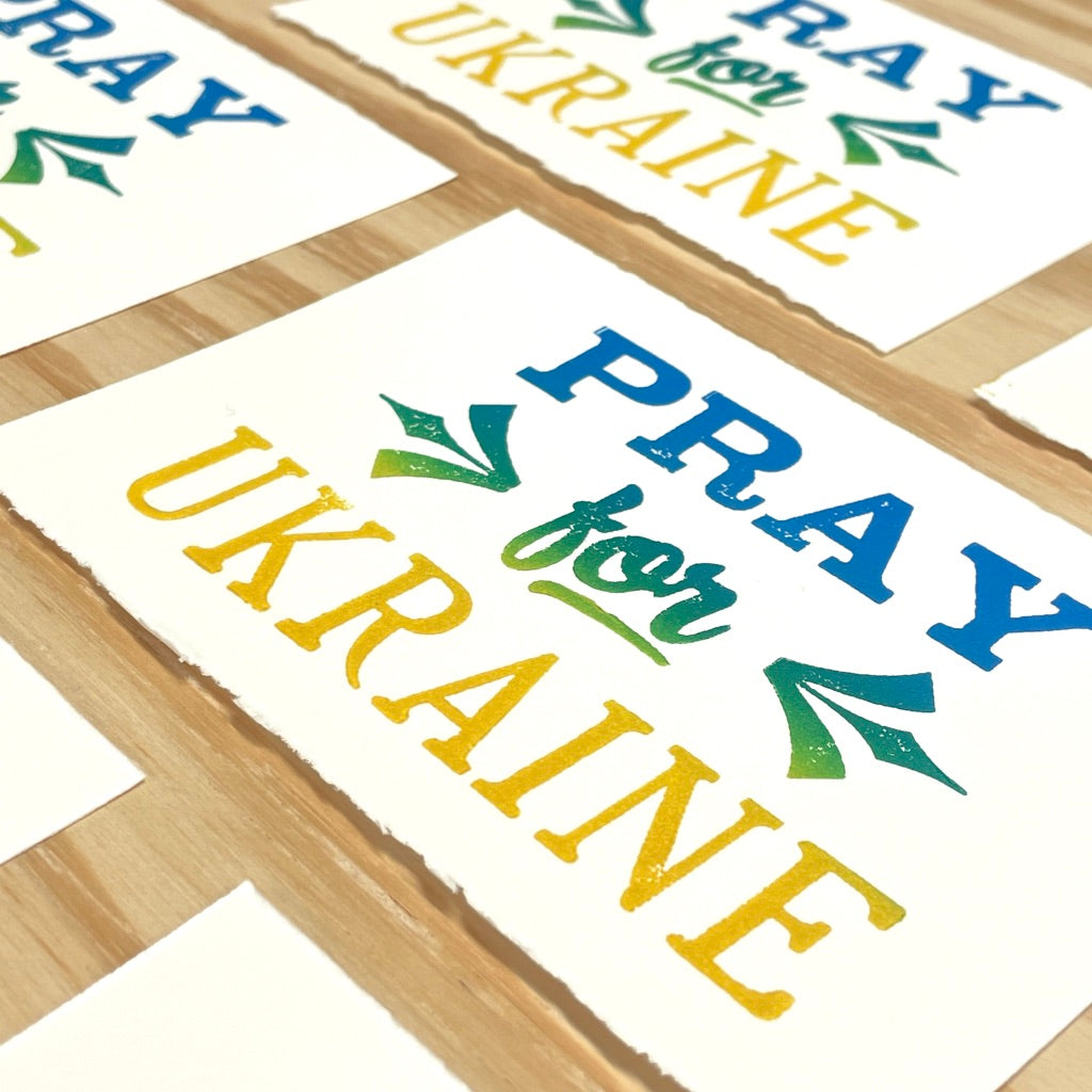 Pray for Ukraine - Reminder Note - wood type letterpress print